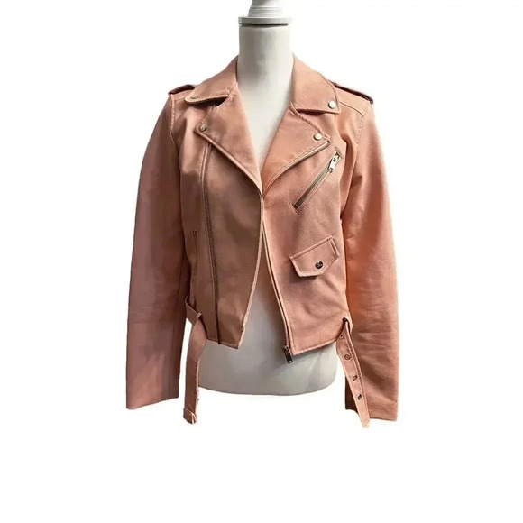 Love Tree Jackets & Blazers - Love tree faux leather biker style baby pink jacket size medium